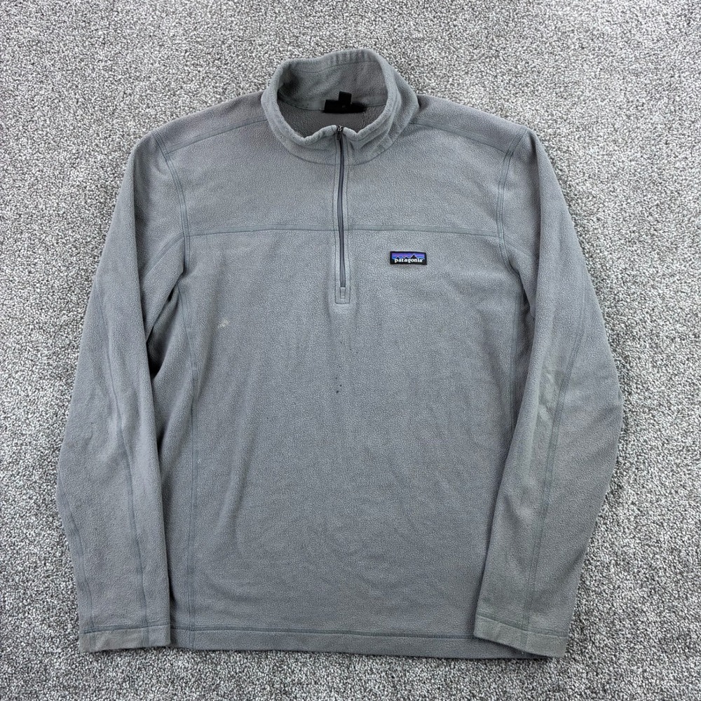 Patagonia Micro D Snap T Pullover Mens Large Gray Fleece Mock Neck 26176
